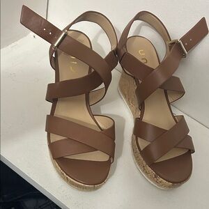 Unisa Tan Strappy Wedge Sandals
